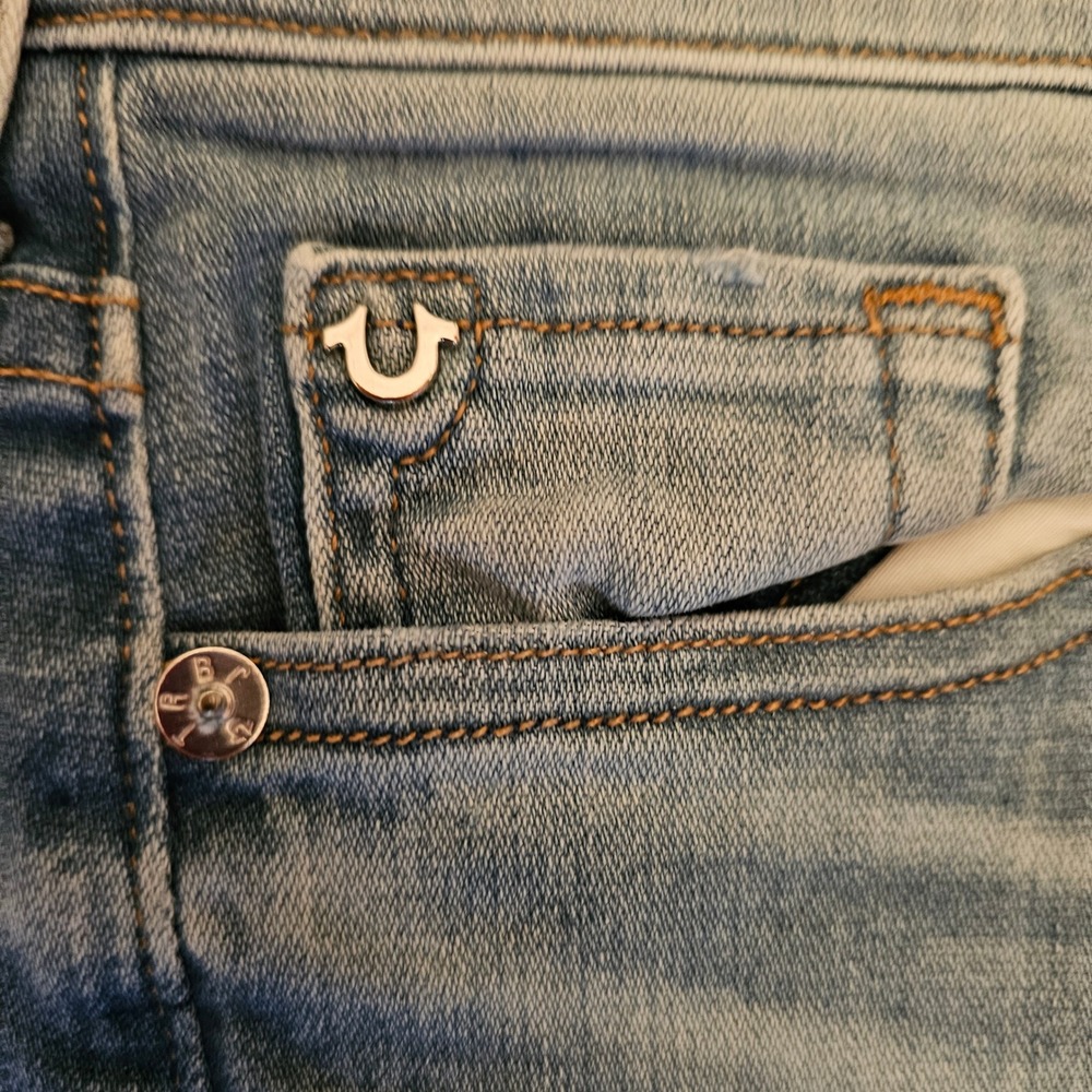 True Religion Nu Boy‎ Slim Boyfit Jeans Womens 25 Blue Distressed Medium Wash - Picture 4 of 8